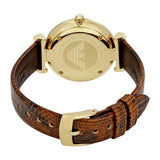 Buy Shop Emporio Armani Gianni T Bar Beige Dial Brown Leather Strap Watch For Women - AR1883 USA Online