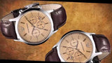 Buy Shop Emporio Armani Classic Chronograph Beige Dial Brown Leather Strap Watch For Men - AR2433 USA Online