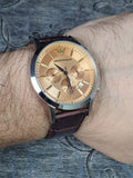 Buy Shop Emporio Armani Classic Chronograph Beige Dial Brown Leather Strap Watch For Men - AR2433 USA Online
