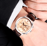 Buy Shop Emporio Armani Classic Chronograph Beige Dial Brown Leather Strap Watch For Men - AR2433 USA Online