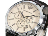 Buy Shop Emporio Armani Classic Chronograph Beige Dial Brown Leather Strap Watch For Men - AR2433 USA Online