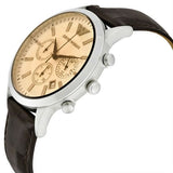 Buy Shop Emporio Armani Classic Chronograph Beige Dial Brown Leather Strap Watch For Men - AR2433 USA Online
