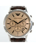 Buy Shop Emporio Armani Classic Chronograph Beige Dial Brown Leather Strap Watch For Men - AR2433 USA Online