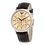 Buy Shop Emporio Armani Classic Chronograph Beige Dial Brown Leather Strap Watch For Men - AR2433 USA Online