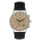 Buy Shop Emporio Armani Classic Chronograph Beige Dial Brown Leather Strap Watch For Men - AR2433 USA Online