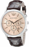 Buy Shop Emporio Armani Classic Chronograph Beige Dial Brown Leather Strap Watch For Men - AR2433 USA Online