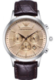 Buy Shop Emporio Armani Classic Chronograph Beige Dial Brown Leather Strap Watch For Men - AR2433 USA Online