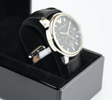 Buy Shop Emporio Armani Classic Chronograph Black Dial Black Leather Strap Watch For Men - AR0431 USA Online