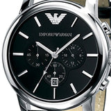 Buy Shop Emporio Armani Classic Chronograph Black Dial Black Leather Strap Watch For Men - AR0431 USA Online
