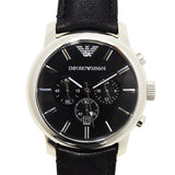 Buy Shop Emporio Armani Classic Chronograph Black Dial Black Leather Strap Watch For Men - AR0431 USA Online