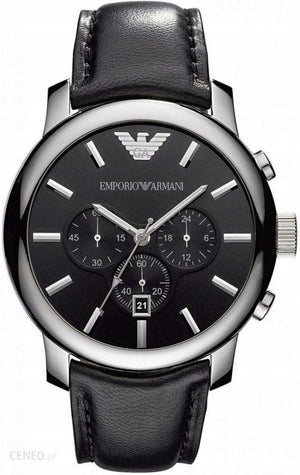Buy Shop Emporio Armani Classic Chronograph Black Dial Black Leather Strap Watch For Men - AR0431 USA Online