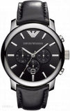 Buy Shop Emporio Armani Classic Chronograph Black Dial Black Leather Strap Watch For Men - AR0431 USA Online