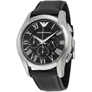 Buy Shop Emporio Armani Classic Chronograph Black Dial Black Leather Strap Watch for Men - AR1700 USA Online