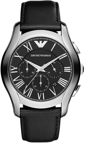 Buy Shop Emporio Armani Classic Chronograph Black Dial Black Leather Strap Watch for Men - AR1700 USA Online