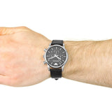 Buy Shop Emporio Armani Classic Chronograph Black Dial Black Leather Strap Watch For Men - AR1733 USA Online