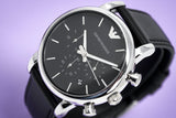 Buy Shop Emporio Armani Classic Chronograph Black Dial Black Leather Strap Watch For Men - AR1733 USA Online