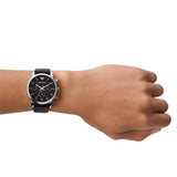Buy Shop Emporio Armani Classic Chronograph Black Dial Black Leather Strap Watch For Men - AR1733 USA Online