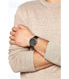 Buy Shop Emporio Armani Classic Chronograph Black Dial Black Leather Strap Watch For Men - AR1733 USA Online