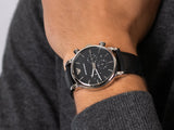 Buy Shop Emporio Armani Classic Chronograph Black Dial Black Leather Strap Watch For Men - AR1733 USA Online