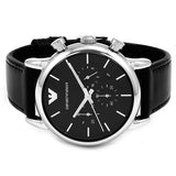 Buy Shop Emporio Armani Classic Chronograph Black Dial Black Leather Strap Watch For Men - AR1733 USA Online