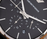 Buy Shop Emporio Armani Classic Chronograph Black Dial Black Leather Strap Watch For Men - AR1733 USA Online