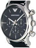 Buy Shop Emporio Armani Classic Chronograph Black Dial Black Leather Strap Watch For Men - AR1733 USA Online