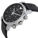 Buy Shop Emporio Armani Classic Chronograph Black Dial Black Leather Strap Watch For Men - AR1733 USA Online