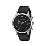 Buy Shop Emporio Armani Classic Chronograph Black Dial Black Leather Strap Watch For Men - AR1733 USA Online
