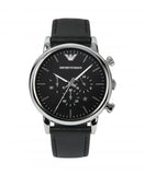 Buy Shop Emporio Armani Classic Chronograph Black Dial Black Leather Strap Watch For Men - AR1733 USA Online