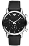 Buy Shop Emporio Armani Classic Chronograph Black Dial Black Leather Strap Watch For Men - AR1733 USA Online