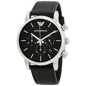 Buy Shop Emporio Armani Classic Chronograph Black Dial Black Leather Strap Watch For Men - AR1733 USA Online