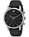 Buy Shop Emporio Armani Classic Chronograph Black Dial Black Leather Strap Watch For Men - AR1733 USA Online