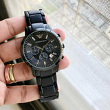 Buy Shop Emporio Armani Classic Chronograph Black Dial Black Stainless Steel Strap Watch For Men - AR2453 USA Online