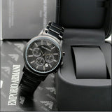 Buy Shop Emporio Armani Classic Chronograph Black Dial Black Stainless Steel Strap Watch For Men - AR2453 USA Online