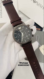 Buy Shop Emporio Armani Classic Chronograph Black Dial Brown Leather Strap Watch For Men - AR1919 USA Online
