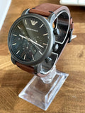 Buy Shop Emporio Armani Classic Chronograph Black Dial Brown Leather Strap Watch For Men - AR1919 USA Online