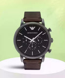 Buy Shop Emporio Armani Classic Chronograph Black Dial Brown Leather Strap Watch For Men - AR1919 USA Online