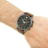 Buy Shop Emporio Armani Classic Chronograph Black Dial Brown Leather Strap Watch For Men - AR1919 USA Online