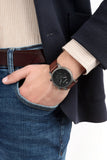 Buy Shop Emporio Armani Classic Chronograph Black Dial Brown Leather Strap Watch For Men - AR1919 USA Online
