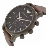 Buy Shop Emporio Armani Classic Chronograph Black Dial Brown Leather Strap Watch For Men - AR1919 USA Online