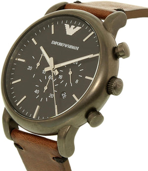 Buy Shop Emporio Armani Classic Chronograph Black Dial Brown Leather Strap Watch For Men - AR1919 USA Online