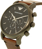 Buy Shop Emporio Armani Classic Chronograph Black Dial Brown Leather Strap Watch For Men - AR1919 USA Online