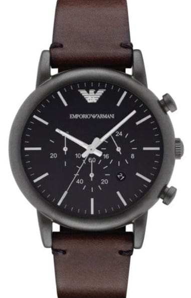Buy Shop Emporio Armani Classic Chronograph Black Dial Brown Leather Strap Watch For Men - AR1919 USA Online