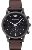 Buy Shop Emporio Armani Classic Chronograph Black Dial Brown Leather Strap Watch For Men - AR1919 USA Online