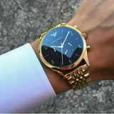 Buy Shop Emporio Armani Classic Chronograph Black Dial Gold Steel Strap Watch For Men - AR1893 USA Online