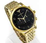 Buy Shop Emporio Armani Classic Chronograph Black Dial Gold Steel Strap Watch For Men - AR1893 USA Online