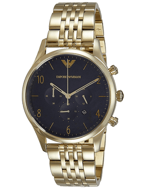Buy Shop Emporio Armani Classic Chronograph Black Dial Gold Steel Strap Watch For Men - AR1893 USA Online