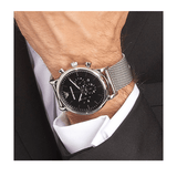 Buy Shop Emporio Armani Classic Chronograph Black Dial Silver Mesh Bracelet Watch For Men - AR1808 USA Online