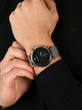 Buy Shop Emporio Armani Classic Chronograph Black Dial Silver Mesh Bracelet Watch For Men - AR1808 USA Online