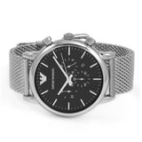 Buy Shop Emporio Armani Classic Chronograph Black Dial Silver Mesh Bracelet Watch For Men - AR1808 USA Online